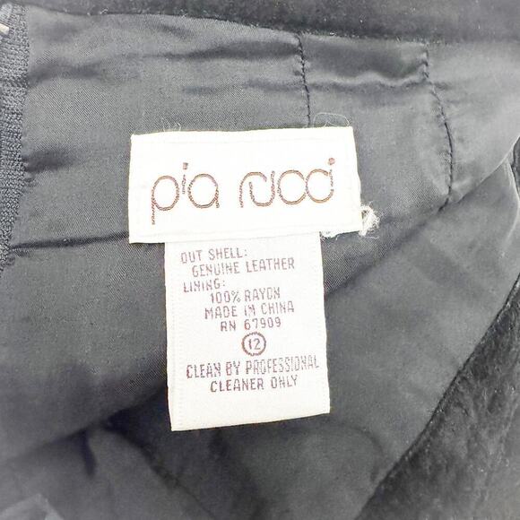 Pia Rucci Black Suede Leather Straight Pencil Skirt Back Slit Size 12 - Picture 2 of 4